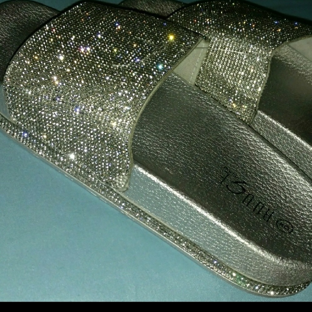 Bling silver slides